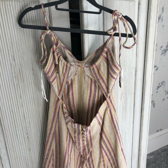 Free people knit rainbow tan mini flowy dress - Picture 2 of 5